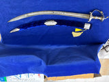 High Carbon Steel Blade Kirpan with Engraved Handle and Printed Blade.