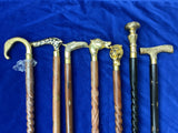 Walking Stick with various brass tops